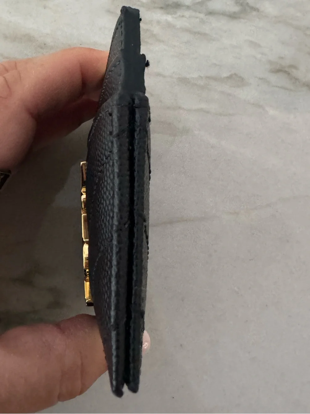 Saint Laurent Black Leather Card Holder with Gold YSL Emblem
